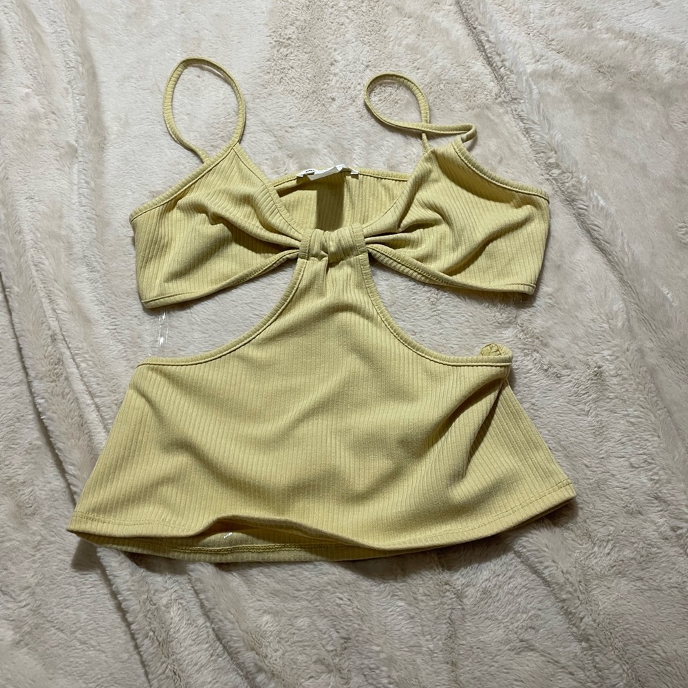 Yellow cutout tank top